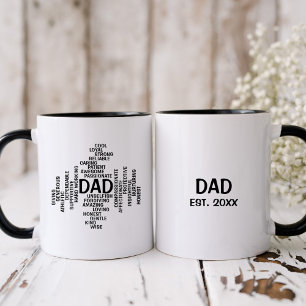 Black and White Dad Typography Word Cloud Mug