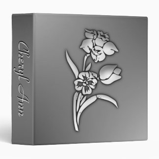 Black and White Daffodil 3 Ring Binder