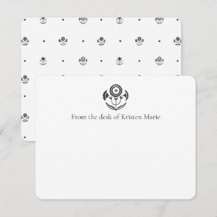 Black and White Daffodil Block Print Flat Cards