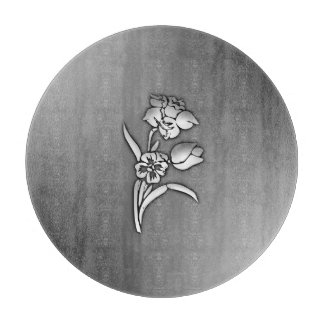 Black and White Daffodil Cutting Board