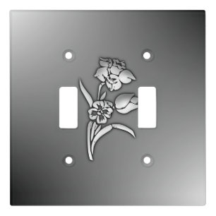 Black and White Daffodil Light Switch Cover