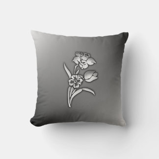 Black and White Daffodil Throw Pillow