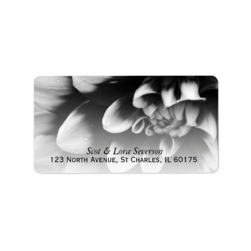 Black and White Dahlia Return Address Label