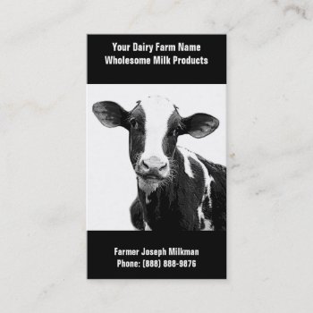 Black And White Dairy Cow For Milk Operation Business Card by CountryCorner at Zazzle