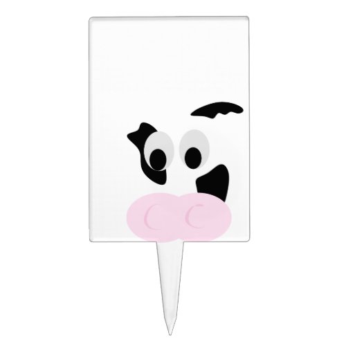 Black and White Dairy Cow or Bovines face Cake Topper