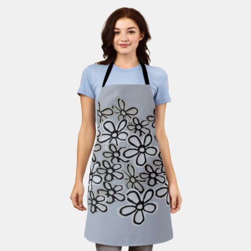 Black And White Daisies pattern Apron