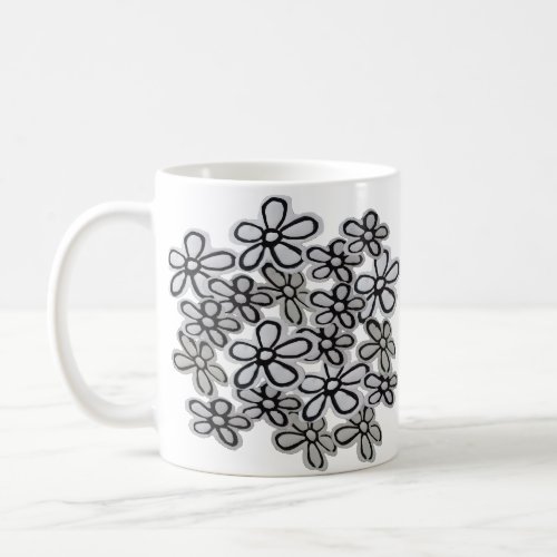 Black And White Daisies pattern Coffee Mug