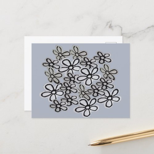 Black And White Daisies pattern Holiday Postcard