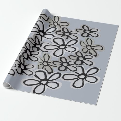 Black And White Daisies pattern Wrapping Paper