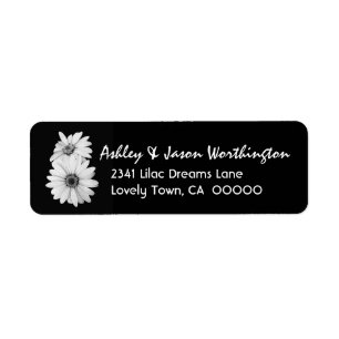 Black and White Daisies Wedding Y301 Label