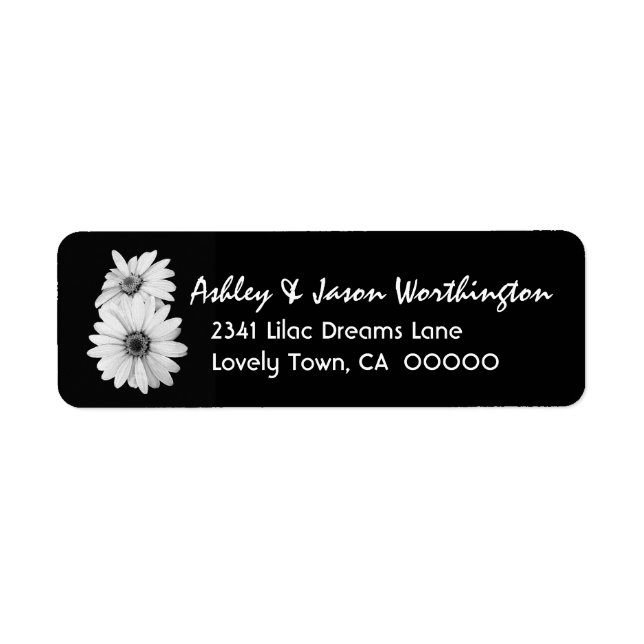 Black and White Daisies Wedding Y301 Label (Front)