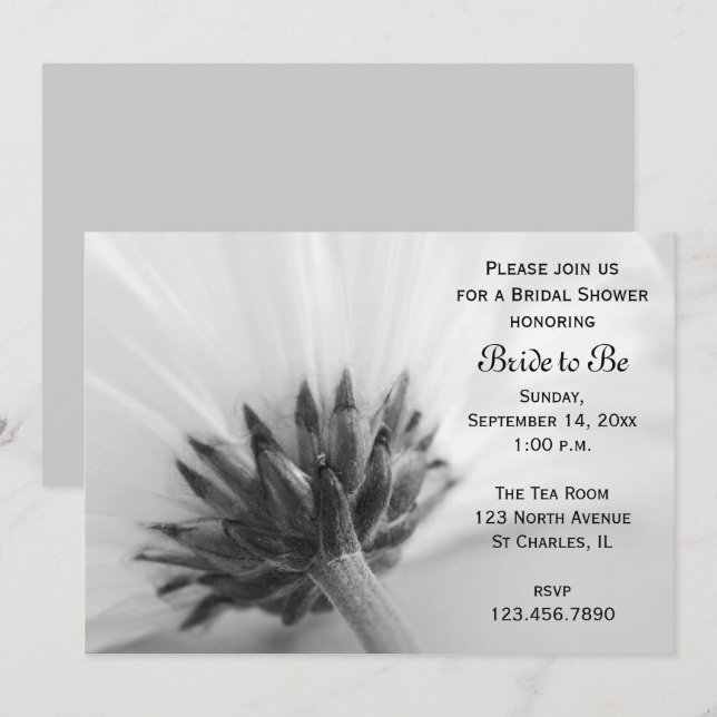 Black and White Daisy Bridal Shower Invitation (Front/Back)