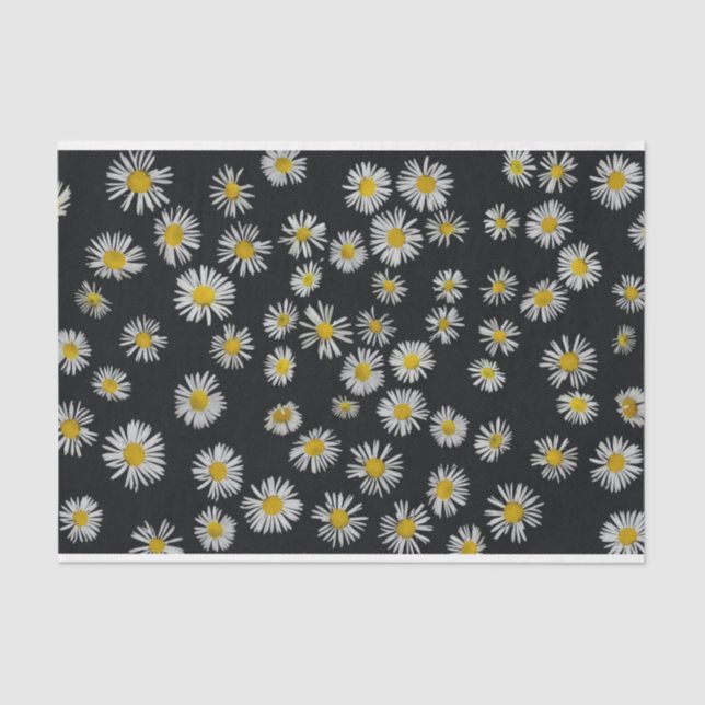 Black and White Daisy Decoupage Pop Art Pattern  Tissue Paper (Front)