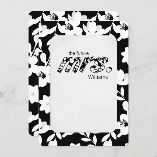 black and white daisy floral pattern invitation