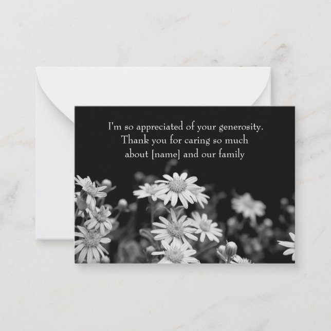 Black And White Daisy Flower After Funeral Cards (Front)