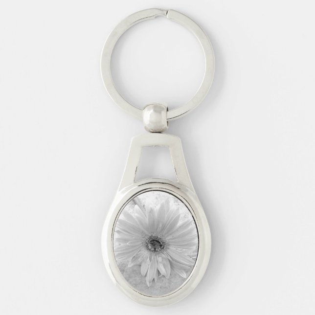 Black and White Daisy Keychain (Front)