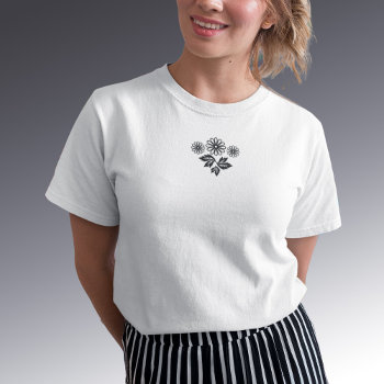 Black And White Daisy Neckline Cluster Top by Gingezel at Zazzle