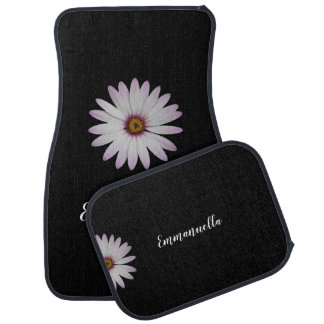 Black and White Daisy Personalized Car Floor Mat