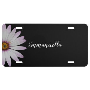 Black and White Daisy Personalized License Plate