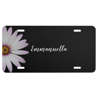 Black and White Daisy Personalized License Plate