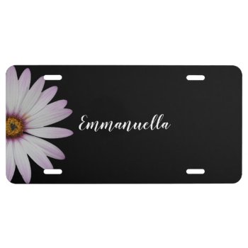 Black And White Daisy Personalized License Plate by tjustleft at Zazzle