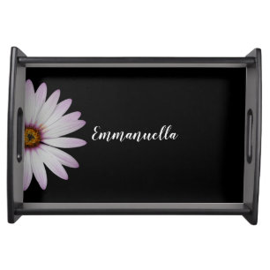 Black and White Daisy Personalized Serving Tray