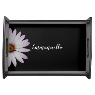 Black and White Daisy Personalized Serving Tray