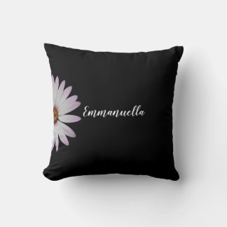 Black and White Daisy Personalized Throw Pillow