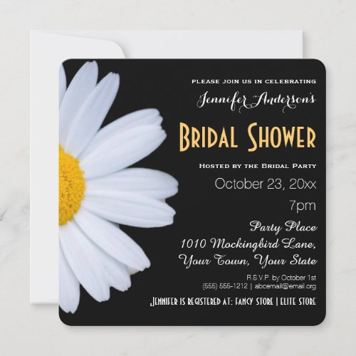 Black and White Daisy Theme Bridal Shower Invitation