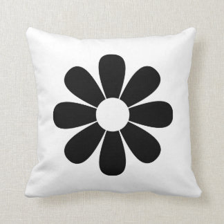 Black and White Daisy Throw Pillow