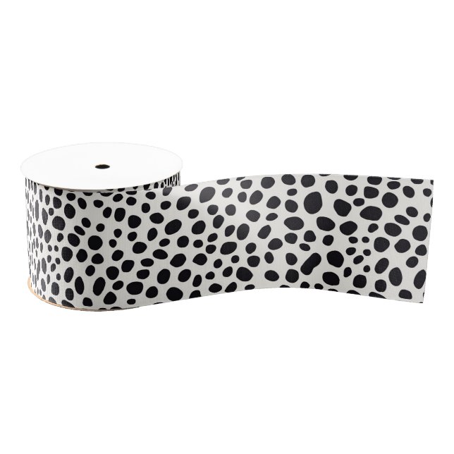 Black and White Dalmatian Dog Abstract Pattern Grosgrain Ribbon (Spool)