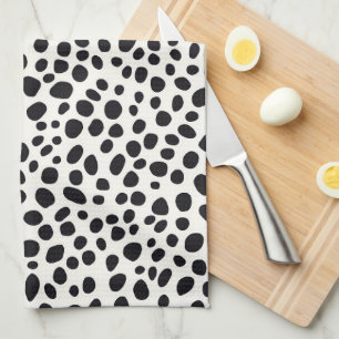 Black and White Dalmatian Dog Abstract Pattern Kitchen Towel
