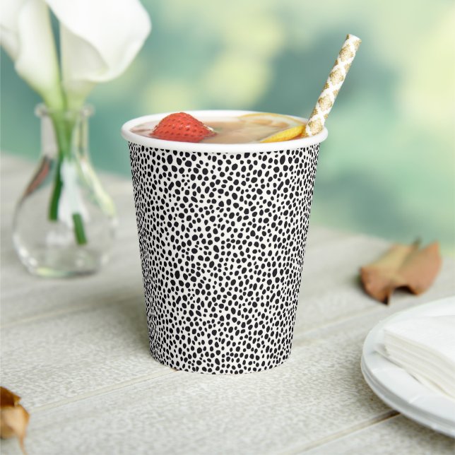 Black and White Dalmatian Dog Abstract Pattern Paper Cups (Insitu)