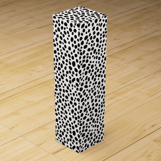 Black and White Dalmatian Dog Abstract Pattern Wine Box (Front)