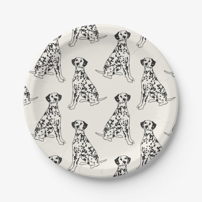 Black and White Dalmatian Dogs Paper Plates (Front)
