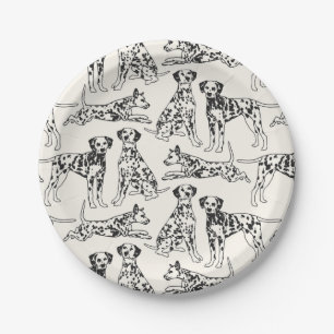 Black and White Dalmatian Dogs Paper Plates