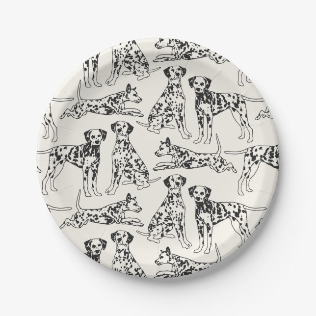 Black and White Dalmatian Dogs Paper Plates (Front)