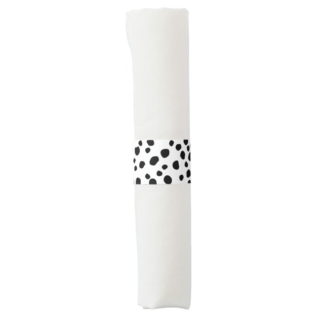 Black and White Dalmatian Dot Animal Print Napkin Bands (Front)