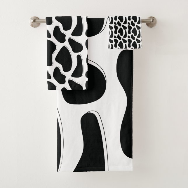 Black and White Dalmatian print Bath Towel Set (Insitu)