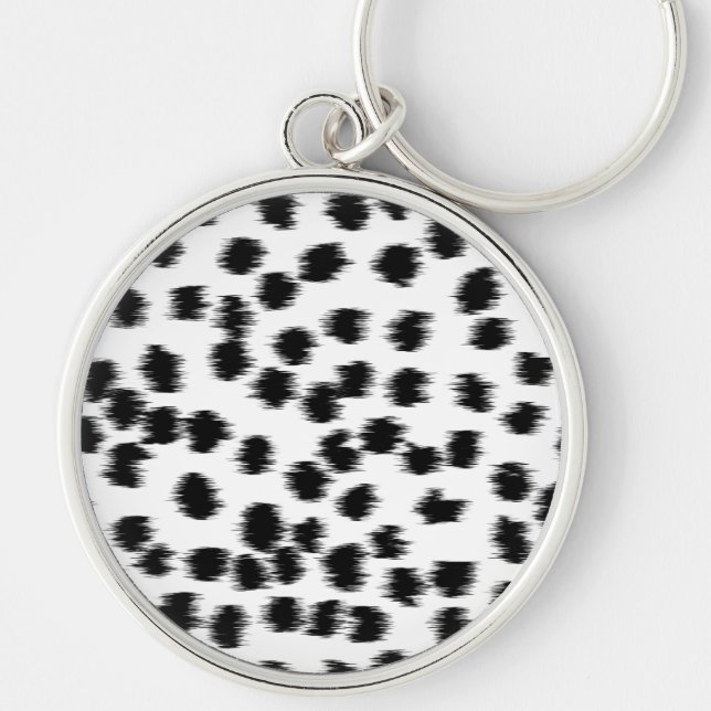 Black and White Dalmatian Print Pattern. Keychain (Front)