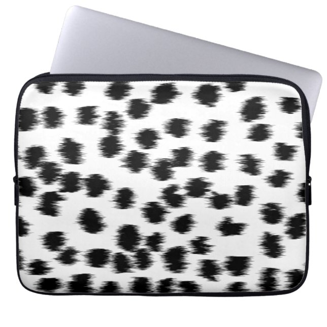 Black and White Dalmatian Print Pattern. Laptop Sleeve (Front)