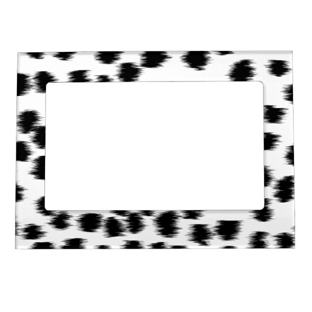 Black and White Dalmatian Print Pattern. Magnetic Photo Frame (Front)