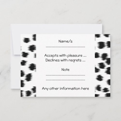 Black and White Dalmatian Print Pattern. Invites