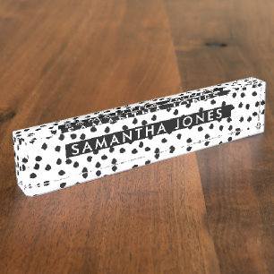 Black and White Dalmatian Print Personalised Namep Desk Name Plate