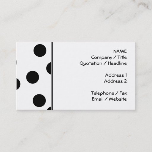 Customizable Black and White Dalmatian Spot Pattern. Business Card Template