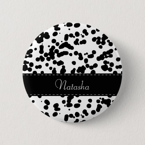 Black and White Dalmatian Spots Button