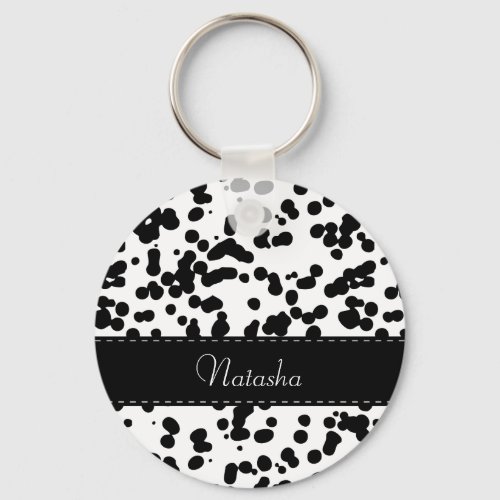 Black and White Dalmatian Spots Keychain