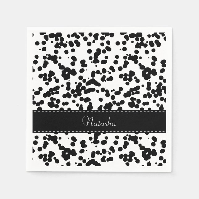Black and White Dalmatian Spots Paper Napkins (Front)