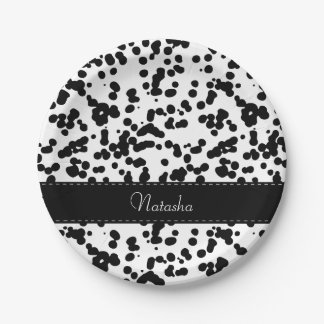 Black and White Dalmatian Spots Paper Plates