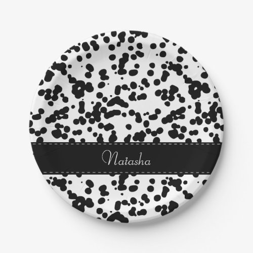 Black and White Dalmatian Spots Paper Plates